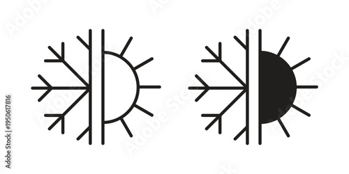Hot and cold icon illustration for web design. filled flat icons