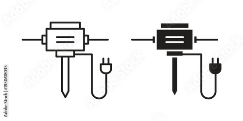 Hydraulic breaker icon illustration for web design. filled flat icons