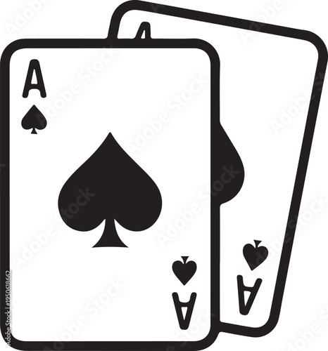 Two playing cards showing ace of spades and a partially visible spade card