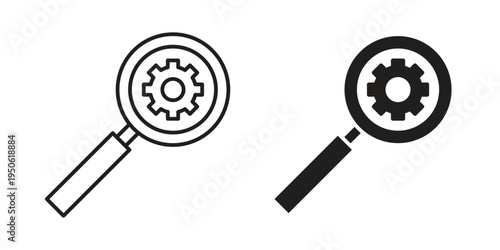 Investigate icon illustration for web design. filled flat icons