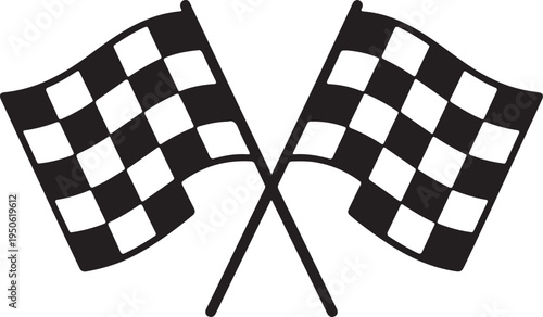 Two crossed checkered flags symbolizing victory and the end of a racing event