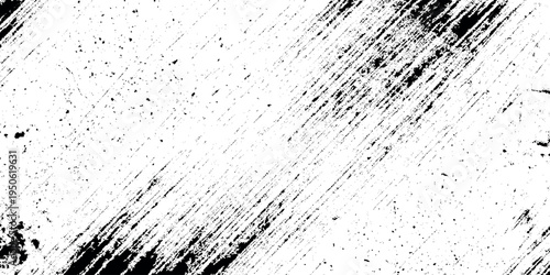 Black and white grunge texture background with diagonal distressed brush strokes urban design is perfect for creating vintage effects.