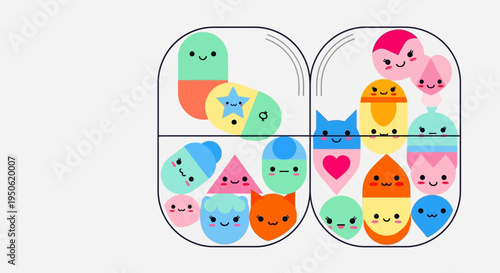 Cute Kawaii Pill Capsules Filled with Adorable Cartoon Characters and Shapes
