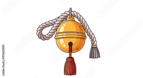 Golden Bell with Rope and Tassel - Festive Decoration and Sound Symbol