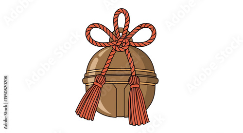 Japanese Bell With Tassels and Decorative Knots