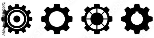 Gear and cogwheel icons set. Symbols for technical settings and interface design. Vector illustration.