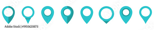 Set of map pin location icons. Modern map markers on a white background. Map pin icon. Location icon. GPS location symbol collection. Vector illustration