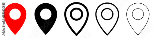 Set of map pin location icons. Modern map markers on a white background. Map pin icon. Location icon. GPS location symbol collection. Vector illustration