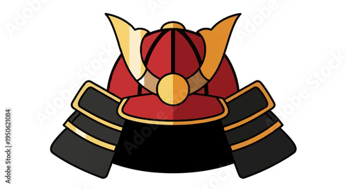 Samurai Helmet Icon: Traditional Japanese Warrior Armor, Cultural Symbol