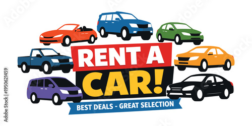 Vehicle rental business featuring a variety of cars for hire, showing best deals and a wide selection for customers