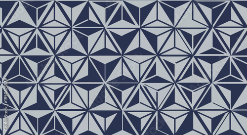 Geometric Pattern Seamless Background, Japanese Traditional Design, Blue and Gray