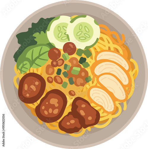 delicious ramen noodle bowl with vegetables and meat. a tasty ramen noodle dish with vegetables and meat in a bowl, perfect for food and culinary marketing materials or restaurant advertising