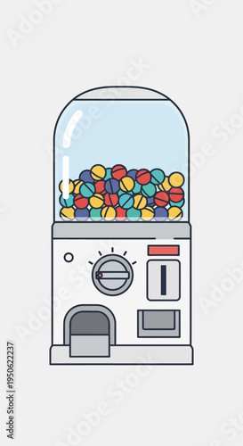 Vintage Gumball Machine Filled with Colorful Candy Balls