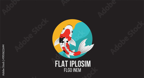 Vibrant Koi Fish Emblem with Circular Design and Text