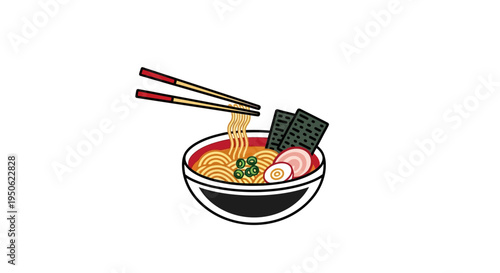 Delicious Ramen Bowl with Chopsticks, Noodles, Seaweed, Egg, and Meat