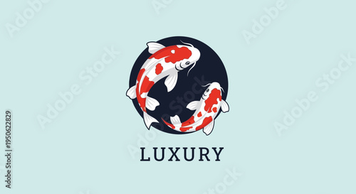 Elegant Koi Fish Yin Yang Symbol, Luxury Brand Logo Concept
