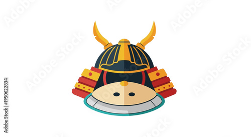 Cute Monkey Wearing Samurai Helmet - Kawaii Japanese Warrior Character