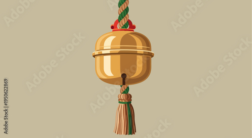 Golden Christmas Bell with Tassel and Rope Decoration