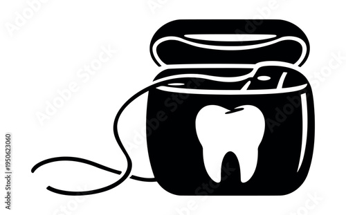 Dental floss spool with a tooth icon on the container, representing essential daily oral care and gum health