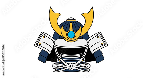 Samurai Helmet Icon - Traditional Japanese Warrior Armor Symbol
