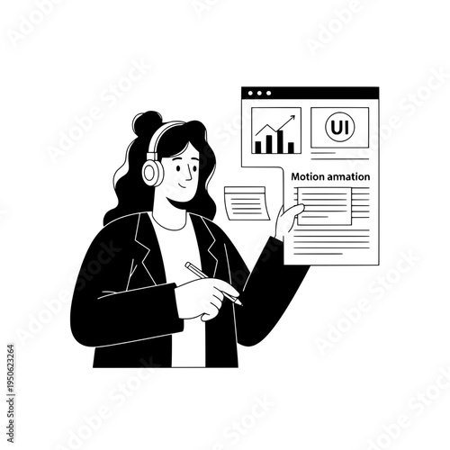 Designer presents motion animation UI dashboard concept or Motion animation UI layout concept for design assets