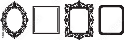 Collection of four ornamental vintage-style frames, oval and rectangular shapes