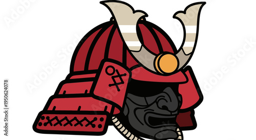 Samurai Helmet Icon - Japanese Warrior Armor Emblem