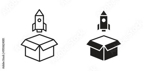 Product release icon illustration for web design. filled flat icons