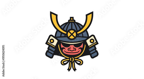 Samurai Helmet Icon, Japanese Warrior Symbol, Traditional Armor Emblem