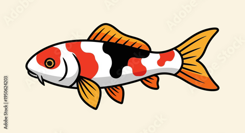 Vibrant Koi Fish Swimming in Clear Water - Japanese Carp Illustration