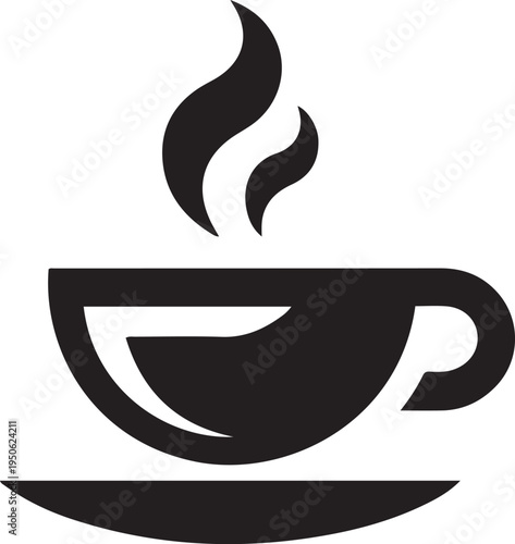 Coffee cup logo. black art icon drawing vector