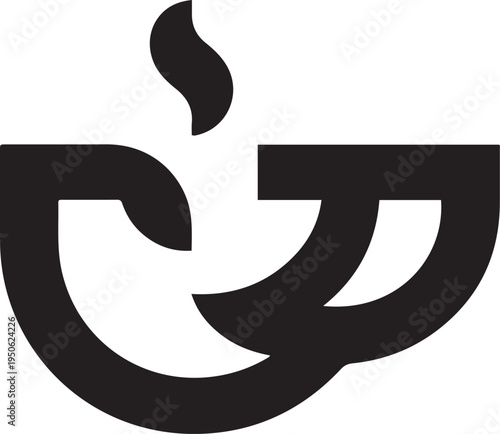 Coffee cup logo. black art icon drawing vector