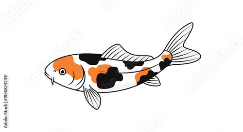 Colorful Koi Fish Illustration - Japanese Carp Swimming