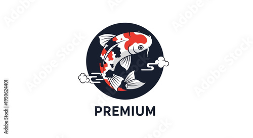 Premium Koi Fish Logo with Clouds and Japanese Art Style