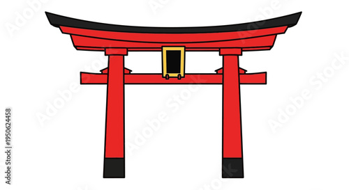 Red Torii Gate, Traditional Japanese Shrine Entrance, Sacred Landmark
