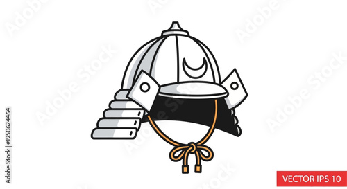 Samurai Helmet Icon: Traditional Japanese Warrior Armor, Historical Symbol