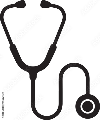 Graphic illustration of a traditional medical stethoscope with diaphragm and bell