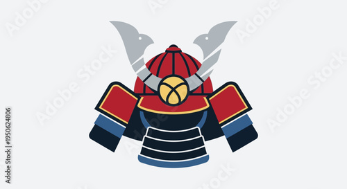 Samurai Helmet Icon: Traditional Japanese Warrior Armor Symbol