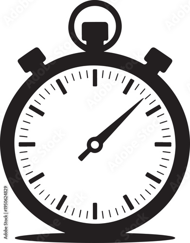Classic stopwatch with black and white design for tracking elapsed time.