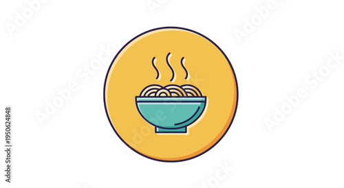 Steaming Bowl of Noodles Icon: Hot Food, Asian Cuisine, Comfort Meal, Delicious Dish