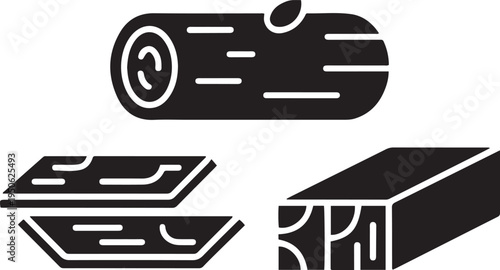 lumber - log - wood plank icon vector design template. black icon drawing vector