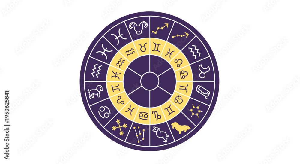 Obraz premium zodiac wheel with astrology symbols