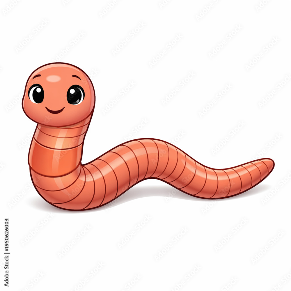 Fototapeta premium Earthworm cartoon illustration smiling soil creature
