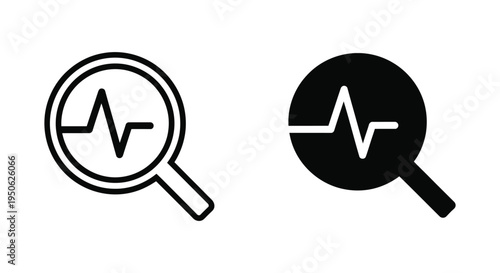 Magnifying Glass Pulse Chart Business Analysis
