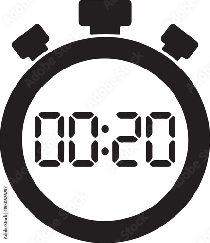 Stopwatch displaying zero minutes and twenty seconds remaining