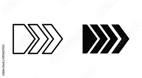 Forward Arrows Icon Set Progress Direction