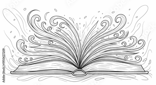 open book with swirling pages