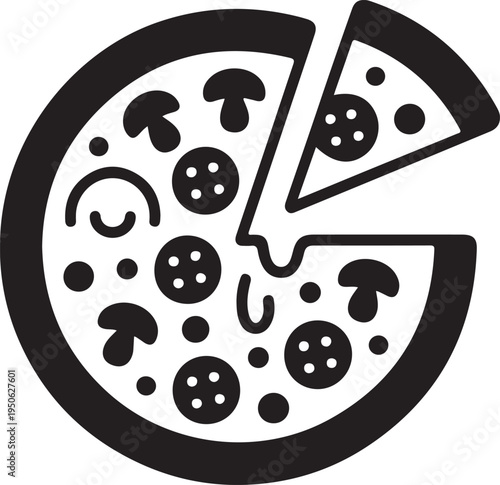 Delicious pizza topped with mushrooms and cheese slices partially removed