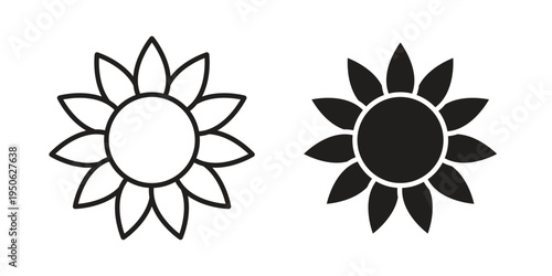 Sunflower icon illustration for web design. filled flat icons