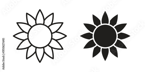 Sunflower icon illustration for web design. filled flat icons
